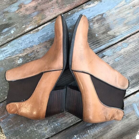 Franco Sarto Quinne Tan Leather Ankle Boots 8 - Picture 2 of 13